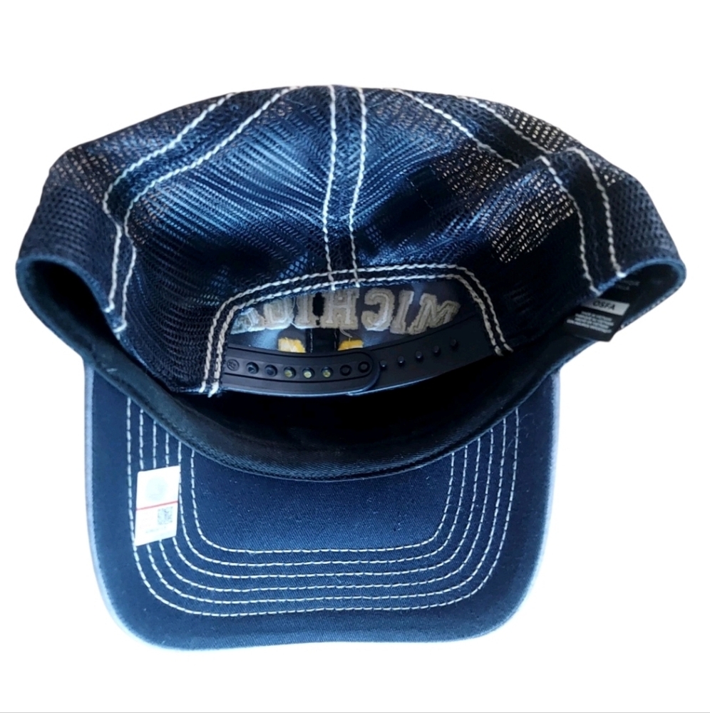 Michigan Wolverines Hat 47 Brand Snapback Mesh Blue Gray Embroidered Logos New - Picture 3 of 4